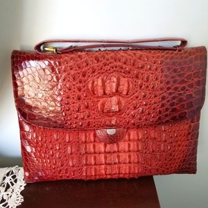 Vintage Woman's Leather Crocodile/Alligator Reddish Brown Purse